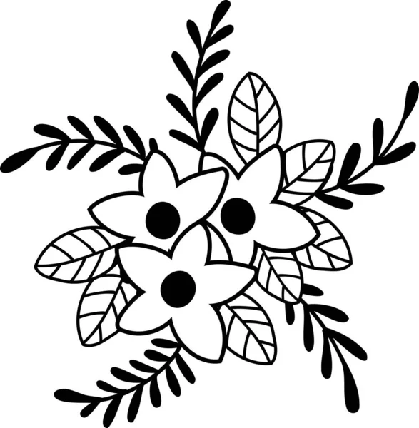 Hand Drawn Flowers Leaves Illustration Isolated Background — ストックベクタ