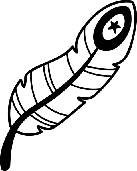 Hand Drawn Boho Style Feather Illustration Isolated Background — Stockvektor