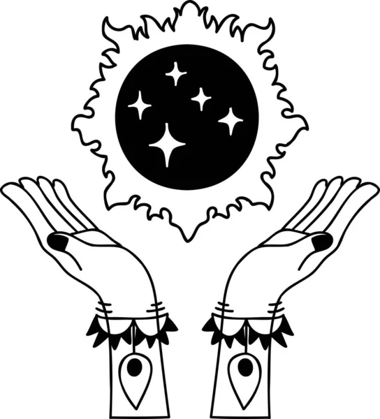Рука Намальована Ілюстрація Сонячної Руки Бохо Ізольована Фоні — стоковий вектор