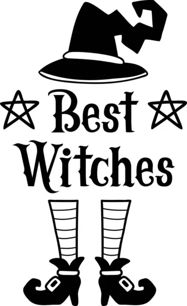 Best Witches Lettering Illustration Isolated Background — Image vectorielle