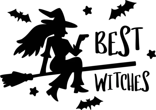 Best Witches Lettering Illustration Isolated Background — Image vectorielle