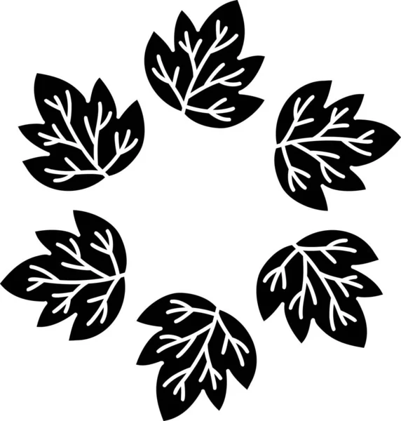 Hand Drawn Leaf Circle Frame Illustration Isolated Background — Vetor de Stock