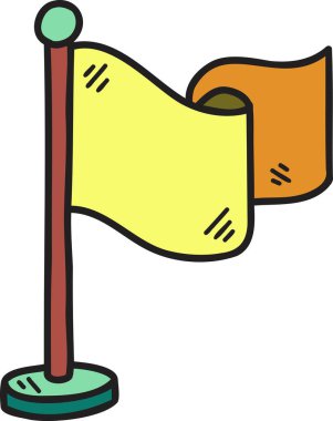 El Çizimi Arkaplanda izole edilmiş bayrak dalgalanıyor