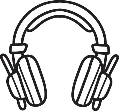 Arka planda izole edilmiş kulaklık çizimi