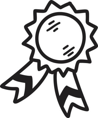 El çizimi madalya illüstrasyonu arka planda izole edildi