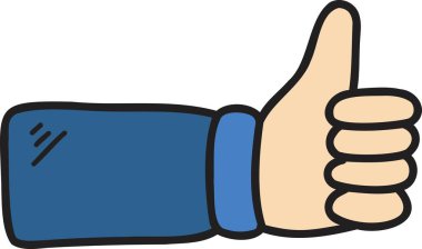 El çizimi başparmak yukarı arka planda izole edilmiş el çizimi