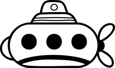 El yapımı denizaltı çizimi arka planda izole edildi