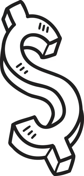 Hand Ritade Pengar Symbol Illustration Isolerad Bakgrunden — Stock vektor