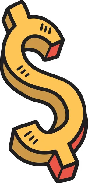 Hand Ritade Pengar Symbol Illustration Isolerad Bakgrunden — Stock vektor