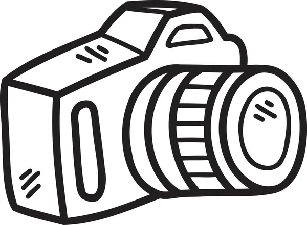 Illustration Caméra Dessinée Main Isolée Sur Fond — Image vectorielle