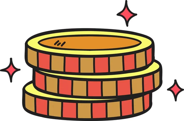 Illustration Symbole Argent Dessiné Main Isolé Sur Fond — Image vectorielle