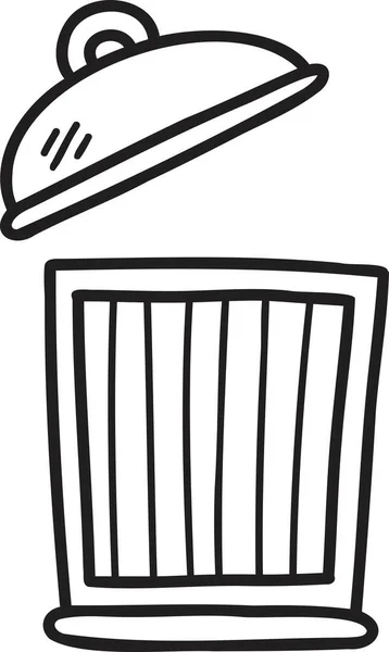 Ilustração Bin Lixo Desenhado Mão Isolado Fundo — Vetor de Stock