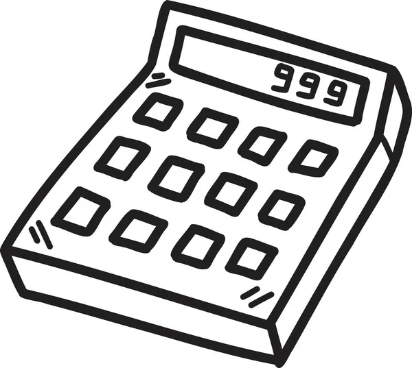 Illustration Calculatrice Dessinée Main Isolée Sur Fond — Image vectorielle