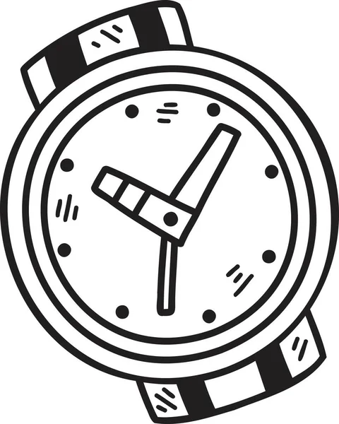 Dibujado Mano Lindo Reloj Ilustración Aislada Fondo — Vector de stock