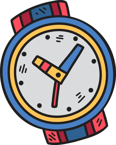 Hand Getekend Schattig Horloge Illustratie Geïsoleerd Achtergrond — Stockvector