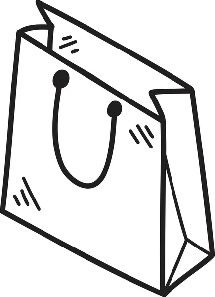 Hand Ritade Shoppingväska Illustration Isolerad Bakgrunden — Stock vektor