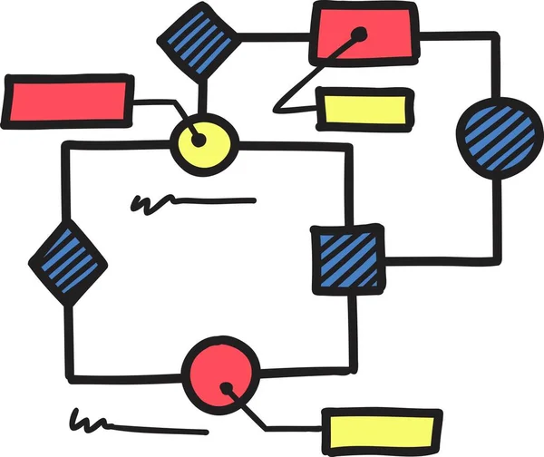 Desenhado Mão Gráfico Conexão Quadrada Ilustração Isolada Fundo —  Vetores de Stock