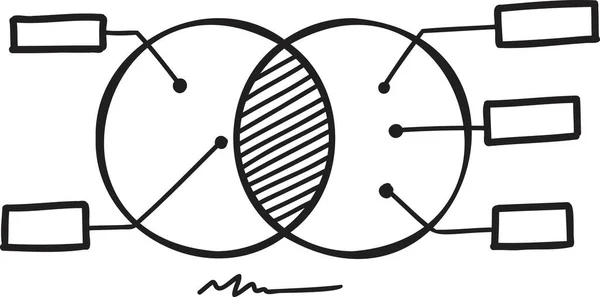 背景に孤立した手描き円接続グラフ図 — ストックベクタ