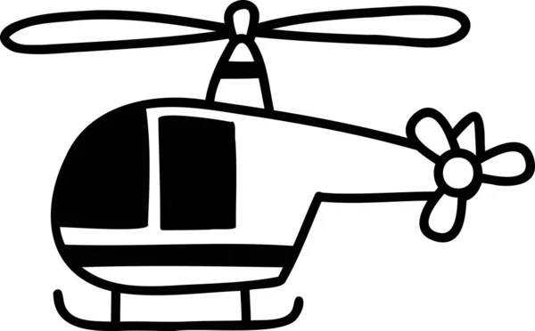 Ręcznie Rysowane Ilustracja Helikopter Izolowane Tle — Wektor stockowy