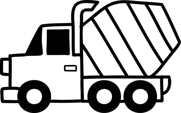 Illustration Camion Ciment Dessinée Main Isolée Sur Fond — Image vectorielle