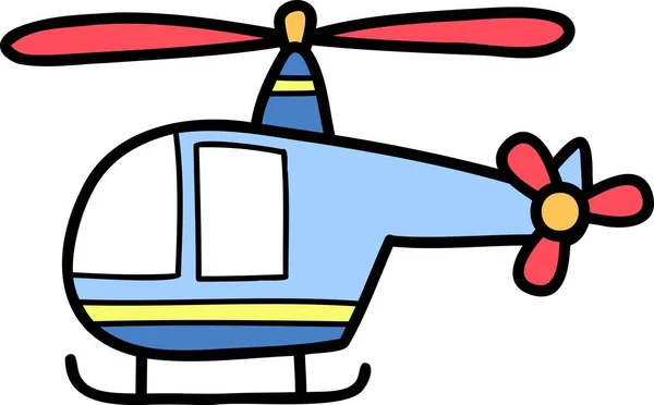 Ručně Kreslený Vrtulník Ilustrace Izolované Pozadí — Stockový vektor
