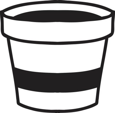 El çizimi şirin terracotta saksı çizimi arka planda izole