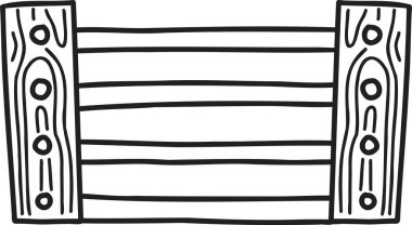 El çizimi şirin ahşap çit çizimi arka planda izole edilmiş.