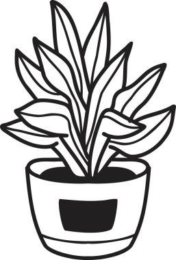 El çizimi, arka planda izole edilmiş şirin bir bitki çizimi