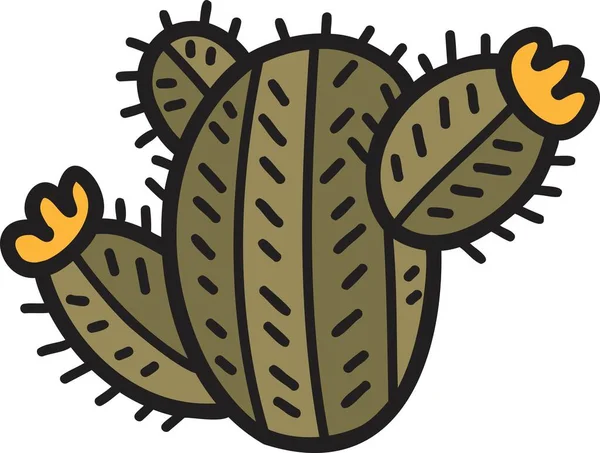 Ręcznie Rysowane Cute Kaktusów Ilustracja Izolowane Tle — Wektor stockowy