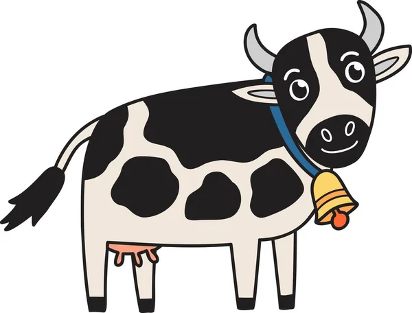 Ilustración Vaca Linda Dibujada Mano Aislada Sobre Fondo — Vector de stock