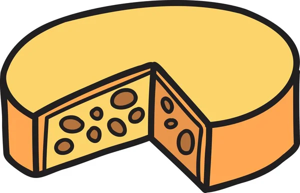 Ručně Kreslený Sýr Kostky Ilustrace Izolované Pozadí — Stockový vektor