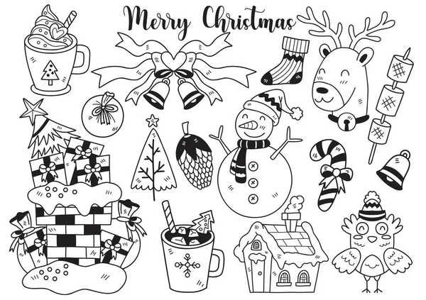 Dibujado Mano Estilo Navidad Objeto Doodle Objetos Vector Ilustración Para — Archivo Imágenes Vectoriales