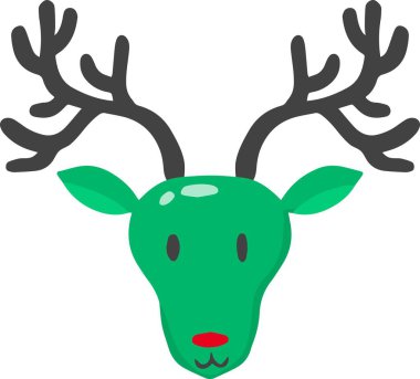 El çizimi sevimli mutlu ren geyiği yüz çizimi arka planda izole