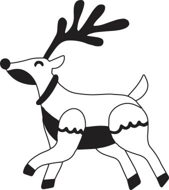 El çizimi sevimli mutlu ren geyiği çizimi arka planda izole edildi