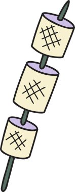 El Çizimi Marshmallow Şiş çizimi arka planda izole edildi