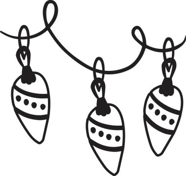 El çizimi Noel süslemeleri arkaplanda izole edilmiş ampuller