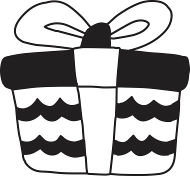 Arkaplanda El Çizimi Noel Hediyesi illüstrasyonu izole edildi