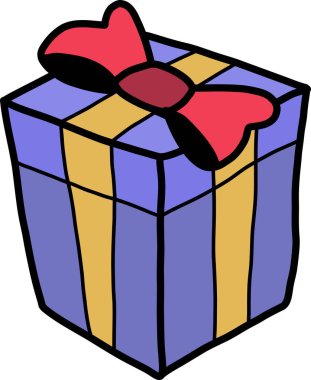 Arkaplanda El Çizimi Noel Hediyesi illüstrasyonu izole edildi