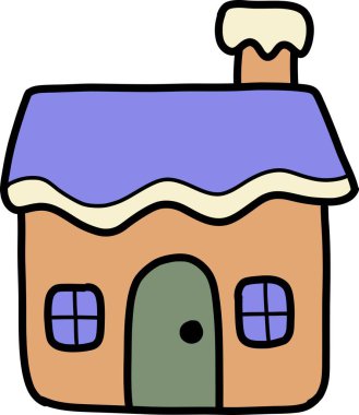 El çizimi şirin noel evi çizimi arka planda izole edilmiş.