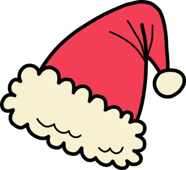 El çizimi Noel şapkası çizimi arka planda izole edilmiş