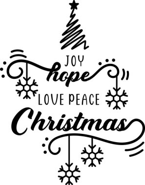 Joy barışı sever Noel mektupları ve arka planda izole edilmiş alıntılar
