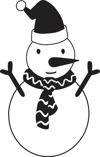 Hand Drawn Cute Happy Snowman Illustration Isolated Background — Stock Vector