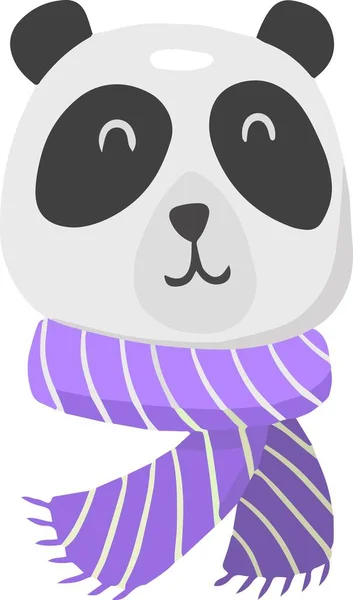 Panda Lindo Dibujado Mano Bufanda Ilustración Aislada Fondo — Vector de stock