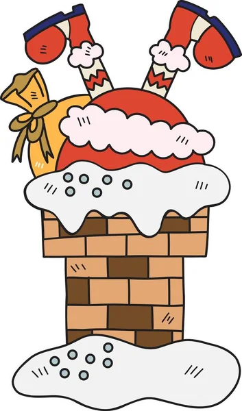 Hand Drawn Santa Falls Chimney Illustration Isolated Background — Stock Vector