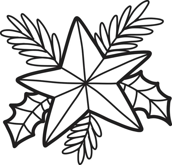 手描きクリスマスの星や花束のイラストを背景に孤立 — ストックベクタ