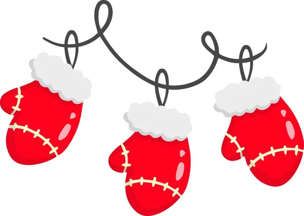 Hand Getrokken Kerst Handschoenen Illustratie Geïsoleerd Achtergrond — Stockvector