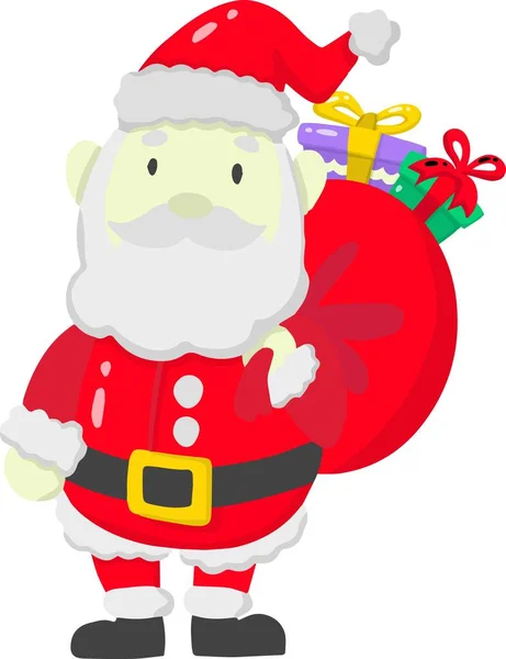 Handgezeichnete Weihnachtsmann Mit Geschenktüten Illustration Isoliert Auf Dem Hintergrund — Stockvektor