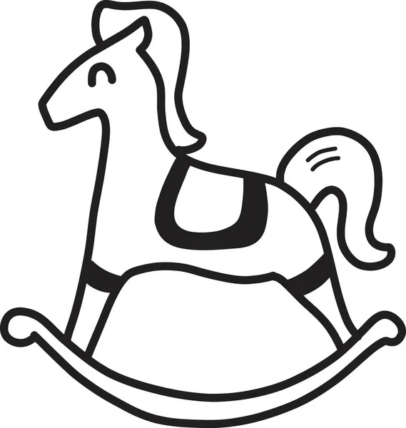 Hand Getekend Speelgoed Schommelpaard Illustratie Geïsoleerd Achtergrond — Stockvector