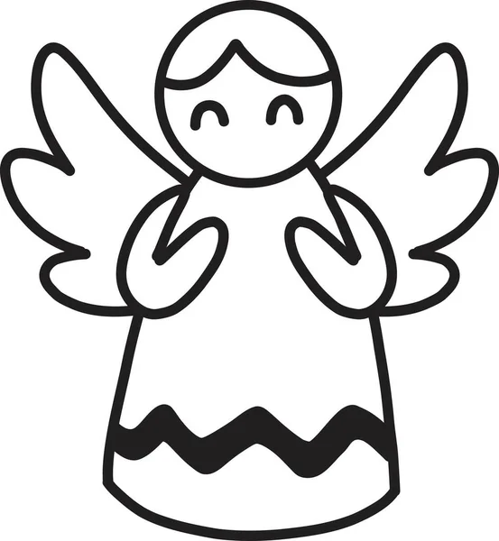 Ręcznie Rysowane Christmas Angel Ilustracja Lalka Izolowane Tle — Wektor stockowy