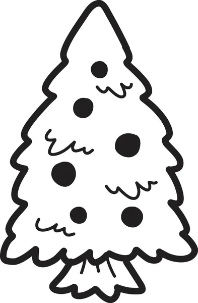 Mão Desenhada Árvore Natal Ilustração Isolada Fundo — Vetor de Stock
